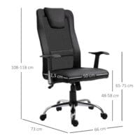 Bürostuhl ergonomisch PU schwarz 66x73x108-118cm