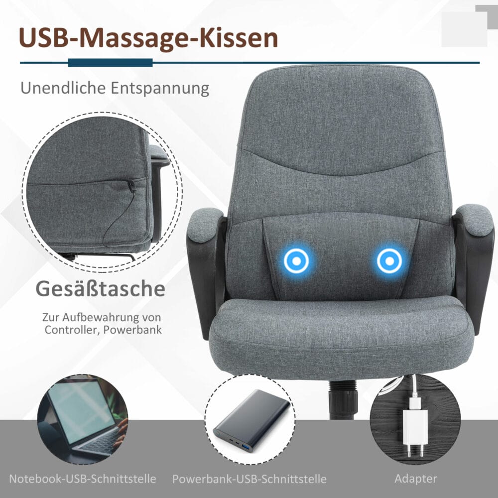 Bürostuhl mit Massagefunktion Grau