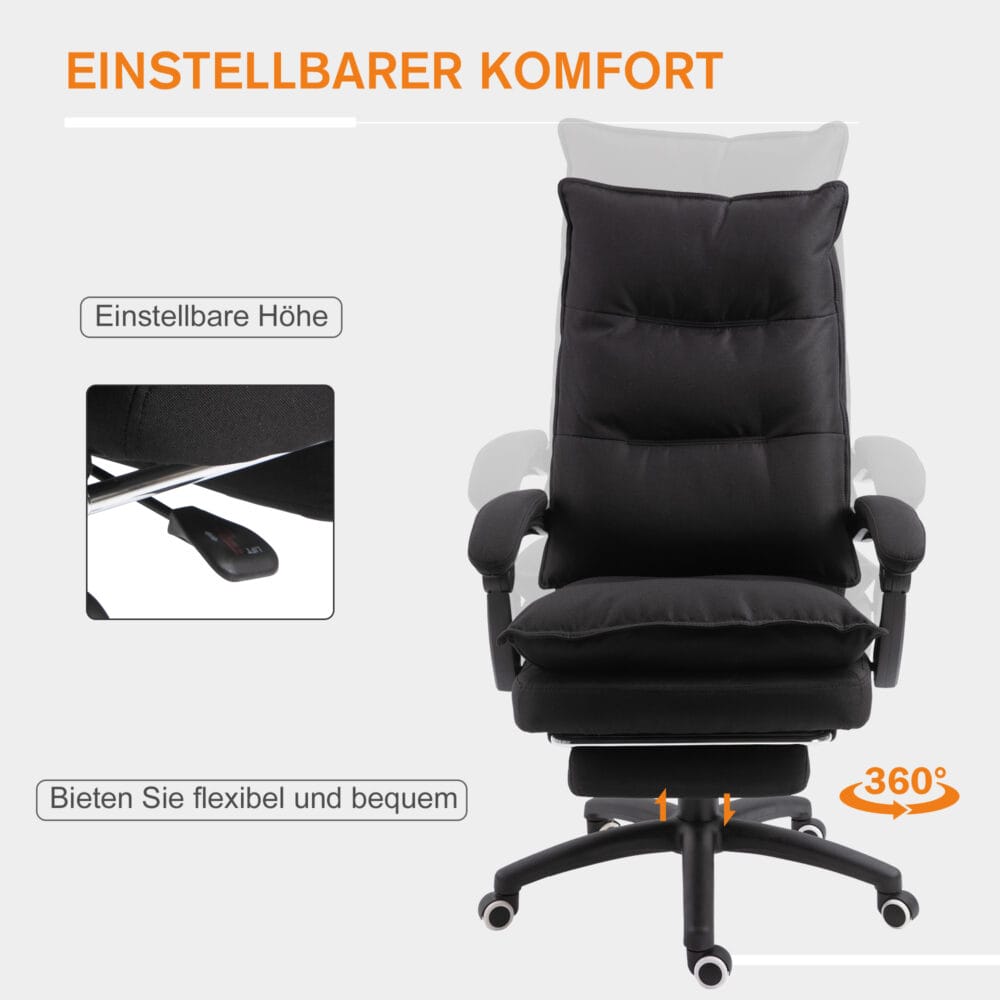 Bürostuhl mit Massagefunktion ergonomisch Schwarz