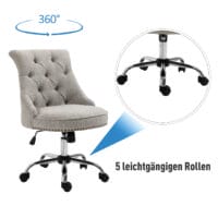 Bürostuhl mit Rollen Polsterstuhl 360° drehbar 150kg Belastbar