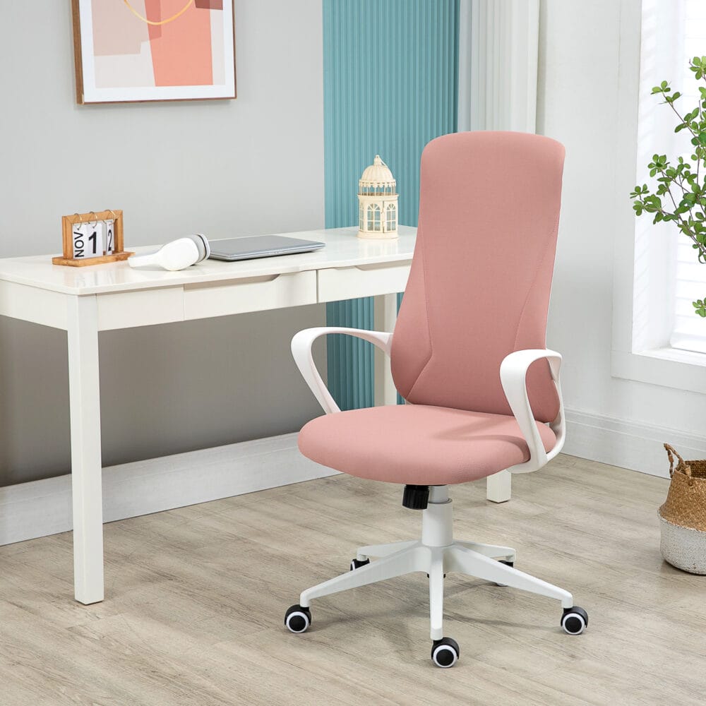 Bürostuhl mit Wippfunktion Höhenverstellbarer Schreibtischstuhl Rosa