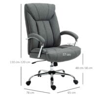 Bürostuhl mit Wippfunktion ergonomisch Grau 65x78x110-120cm