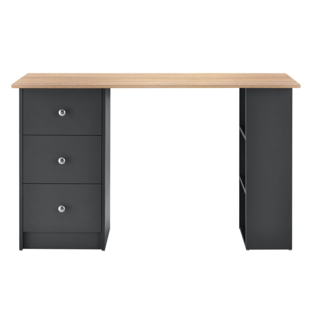 Schreibtisch Lemberg 120x50x72 cm mit Schubladen und Regal Holz