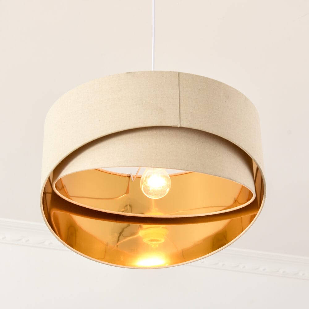 Deckenlampe Hängelampe modern Beige+Gold 50cm