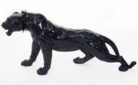Deko Figur Leopard 59cm Skulptur Panther ~ schwarz hochglanz