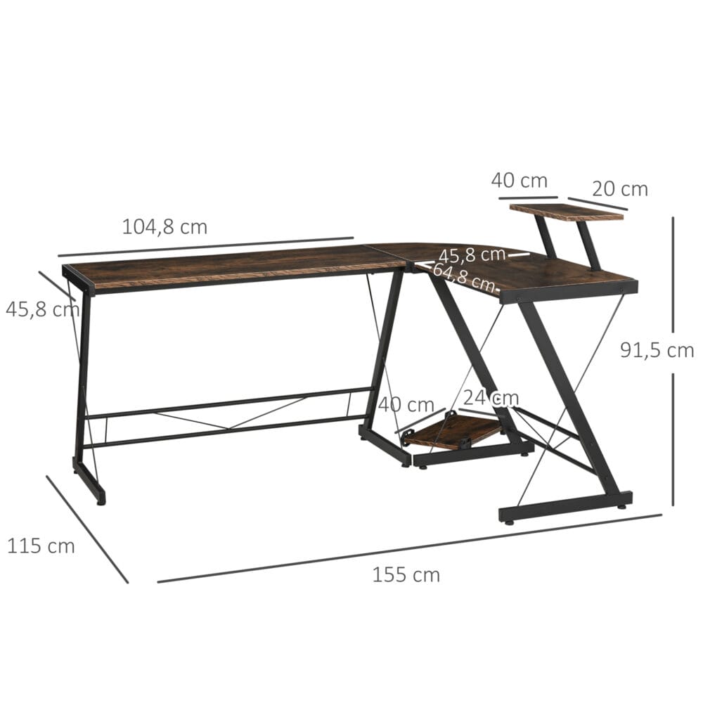 Eck-Schreibtisch Computertisch Metall 155x115cm
