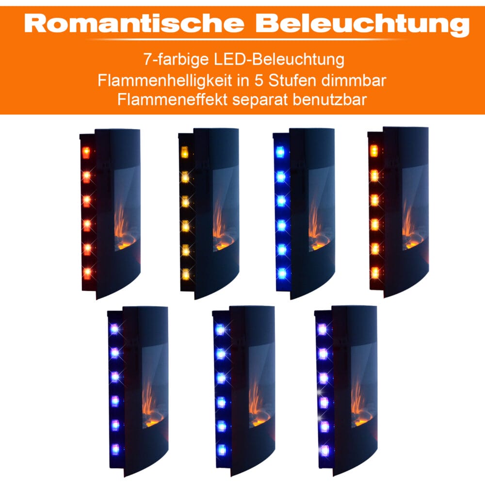 Elektrokamin Wandkamin mit LEDs und Flammeneffekt