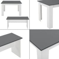 Tisch- und Bank Set Hokksund 110x70cm mit 2 Bänken Weiss/Grau
