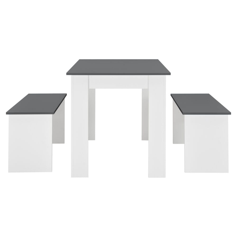 Tisch- und Bank Set Hokksund 110x70cm mit 2 Bänken Weiss/Grau