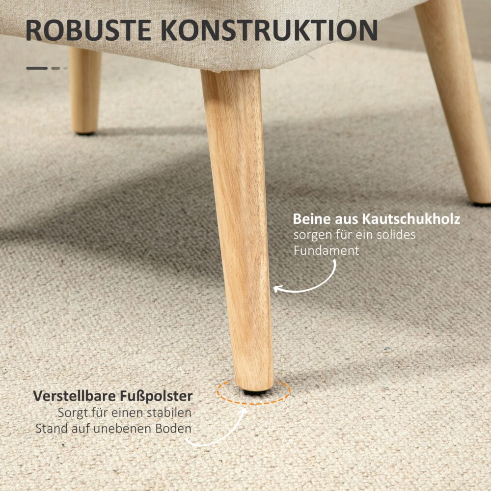 Esszimmerstuhl Polstersessel Leinen-Touch Holz Weiss