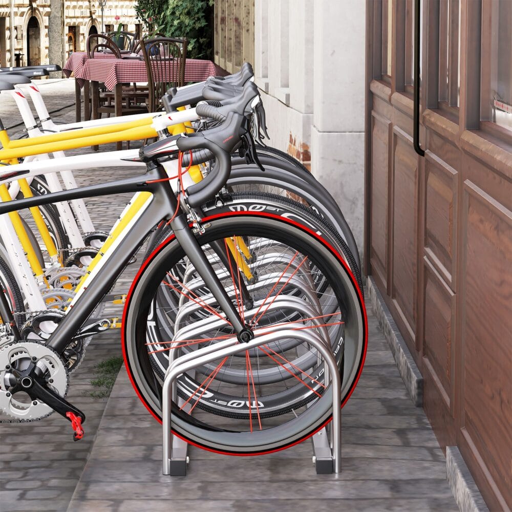 Fahrradständer Veloständer bis 6 Fahrräder Silber 179x33x27cm