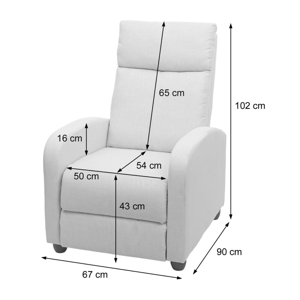 Fernsehsessel Sessel mit Liegefunktion Stoff/Textil ~ creme
