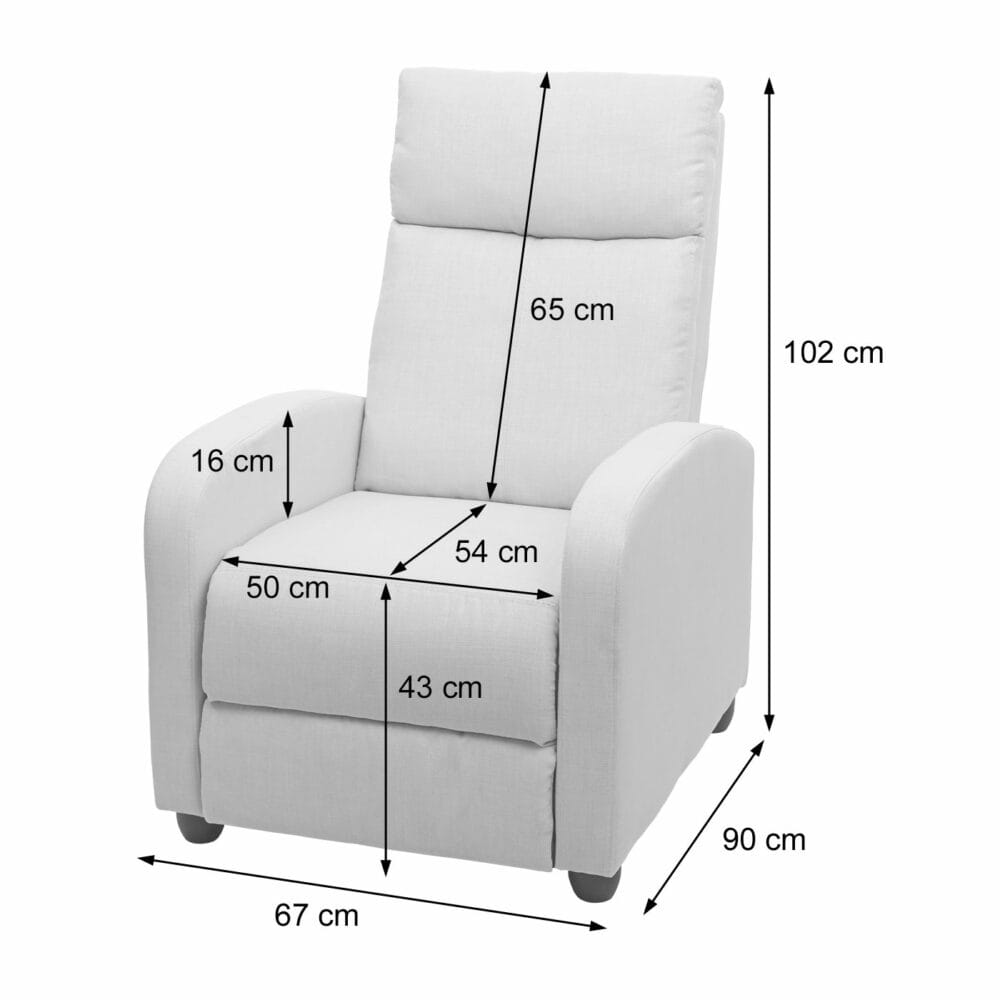 Fernsehsessel Sessel mit Liegefunktion Stoff/Textil ~ grau-braun