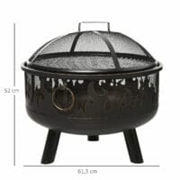 Feuerschale Feuerkorb mit Grill und Funkenschutz Ø 61.50cm