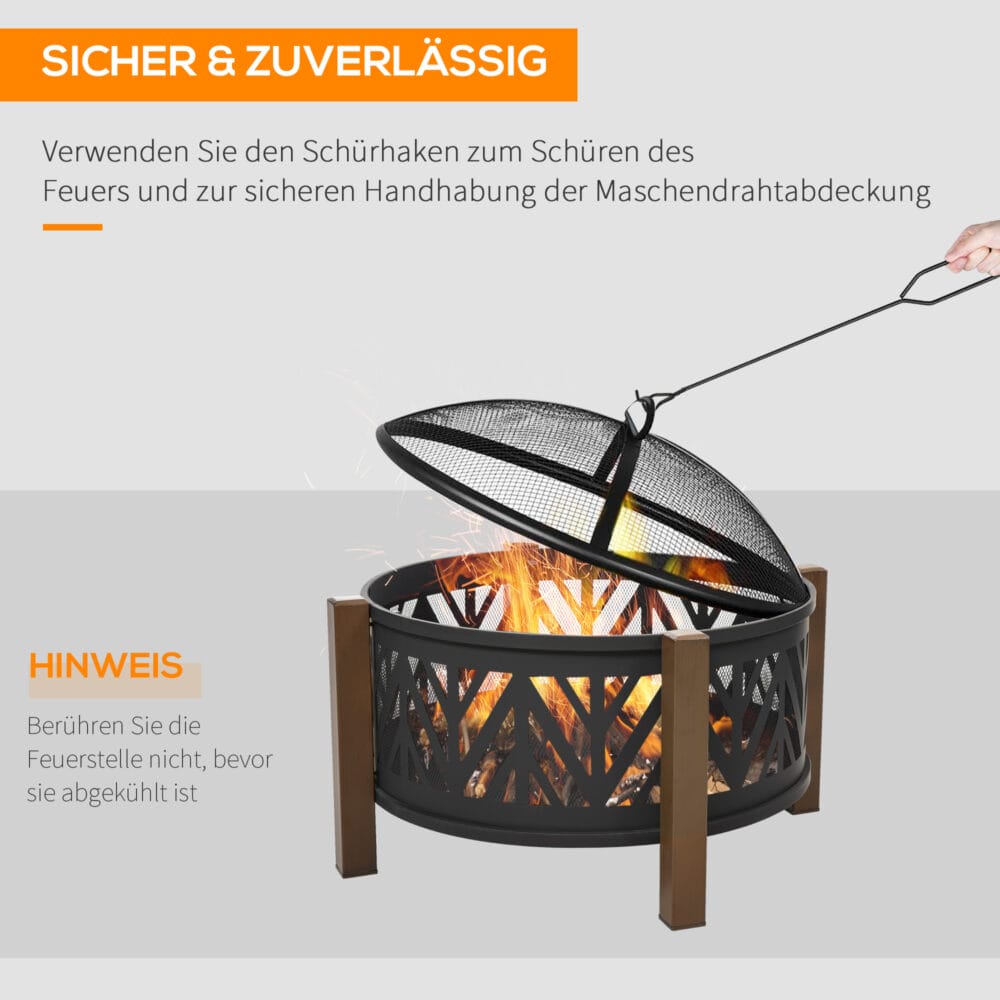 Feuerschale Feuerkorb mit Grill und Funkenschutz Ø78cm