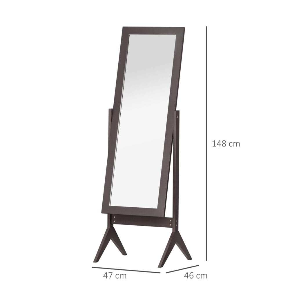Ganzkörperspiegel Spiegel mit Standfuss 47x46x148 cm braun