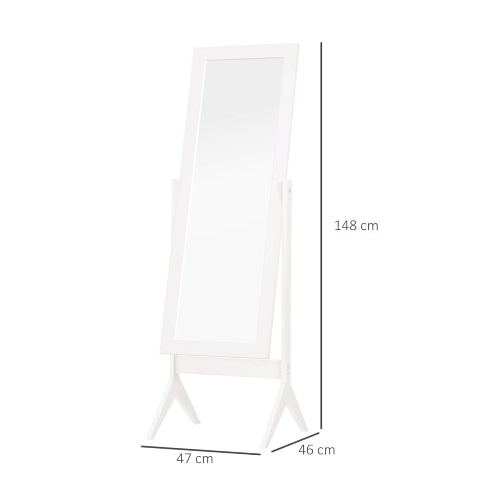 Ganzkörperspiegel Spiegel mit Standfuss 47x46x148 cm weiss