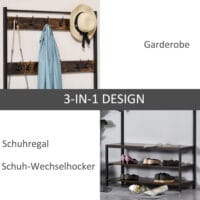 Garderobenständer Schuhregal Sitzbank Industrie Design 12 Haken