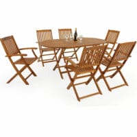 Garten-Sitzgruppe 1x Gartentisch & 6 Gartenstühle Akazienholz