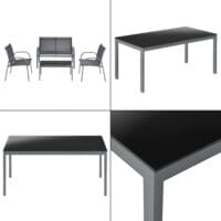 Gartenmöbel-Set Gagra Stühle mit Sitzbank und Tisch Dunkelgrau