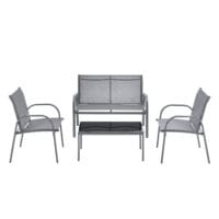 Gartenmöbel-Set Gagra Stühle mit Sitzbank und Tisch Hellgrau