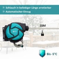 Gartenschlauch Schlauchtrommel Automatik 10m Frostschutz -5°C