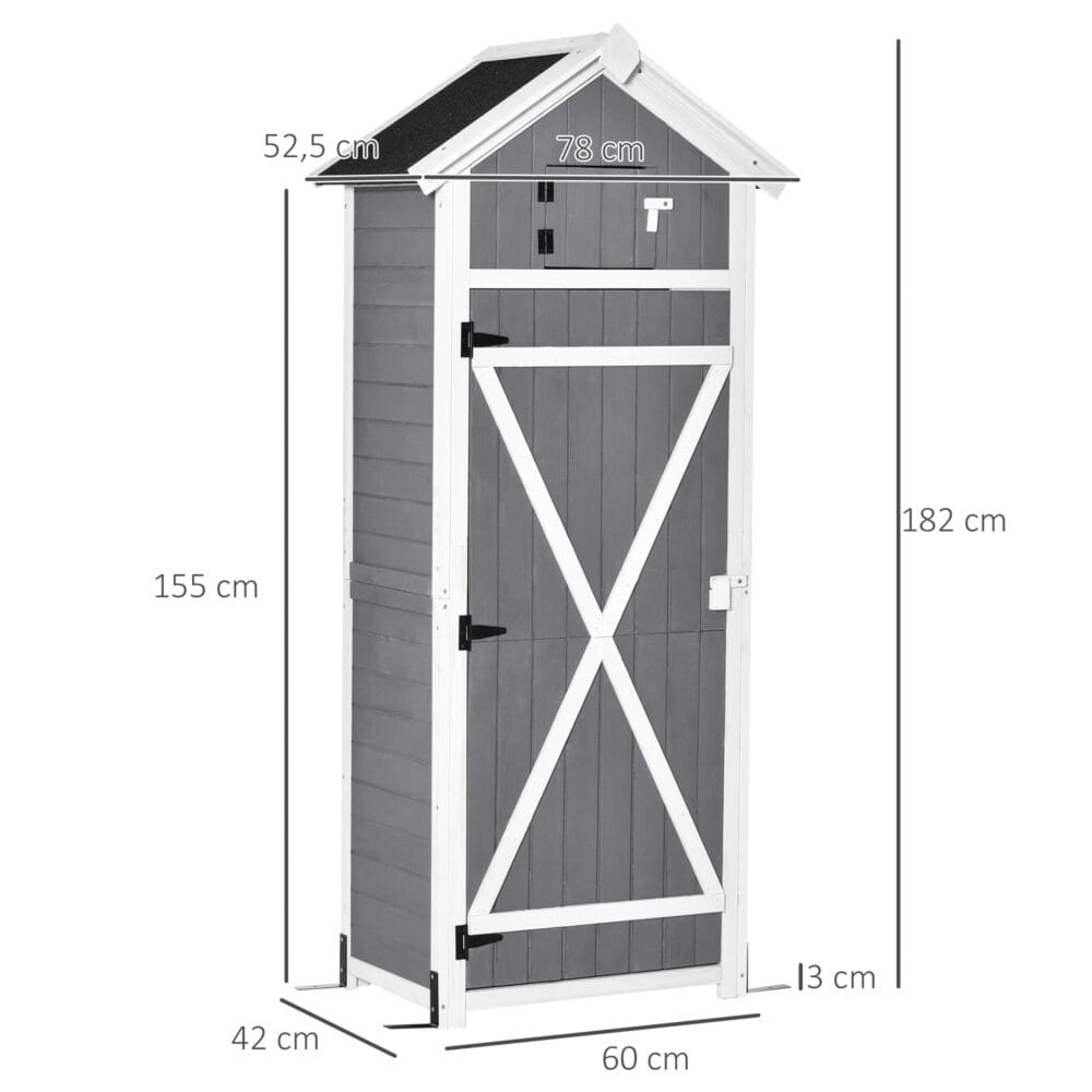 Gartenschrank Holz Gerätehaus mit Tür 78x52.5x182cm