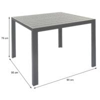 Gartentisch Esszimmertisch WPC-Tischplatte 76x90x90cm schwarz