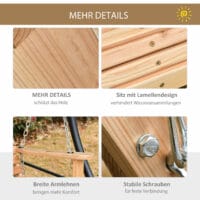 Hängebank Gartenschaukel Schaukelbank 150cm 3 Sitzer Holz