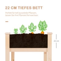 Hochbeet mit Vliesstofftuch Massivholz 122.5x56.5x76cm