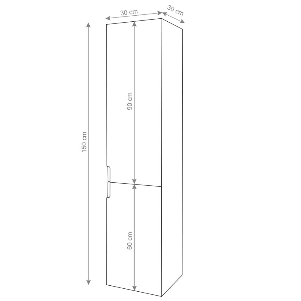 Hochschrank JAM-B19 Badezimmerschrank hochglanz 150x30cm grau