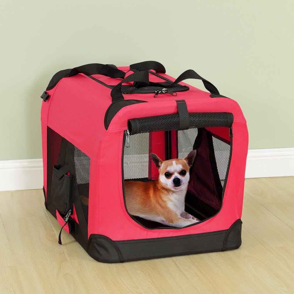 Hundetransportbox M ROT Faltbar Hundebox Trage Tasche
