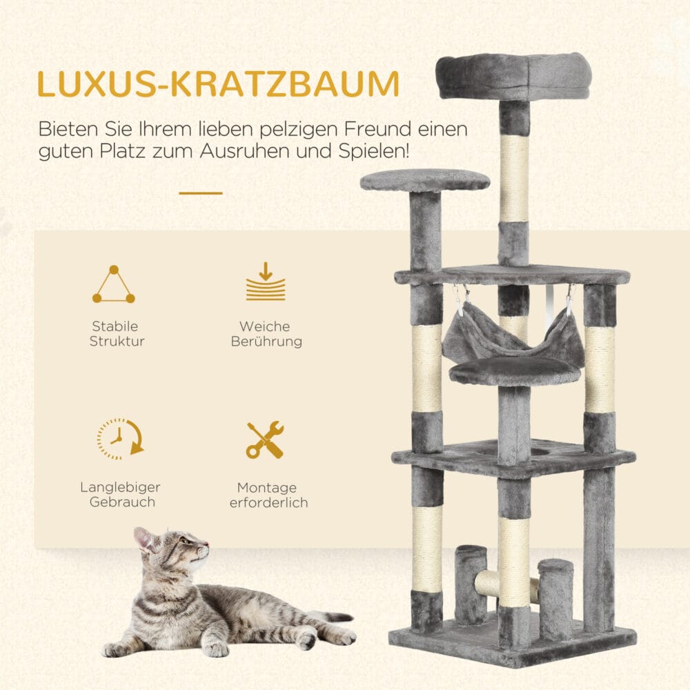 Katzenbaum Katzenspielturm Hängematte L40xB40xH132cm