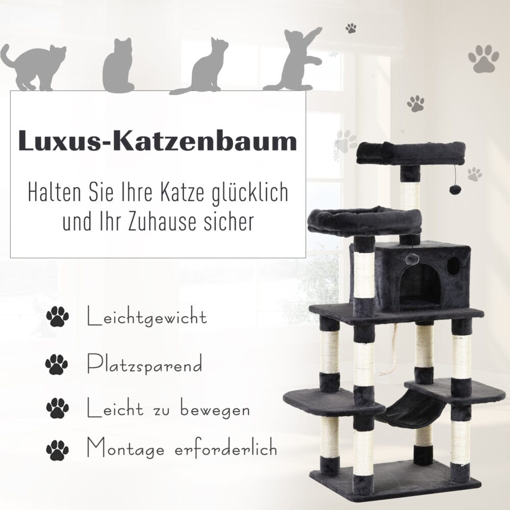 Katzenbaum Luxus mit Hängematte 60x48x144cm