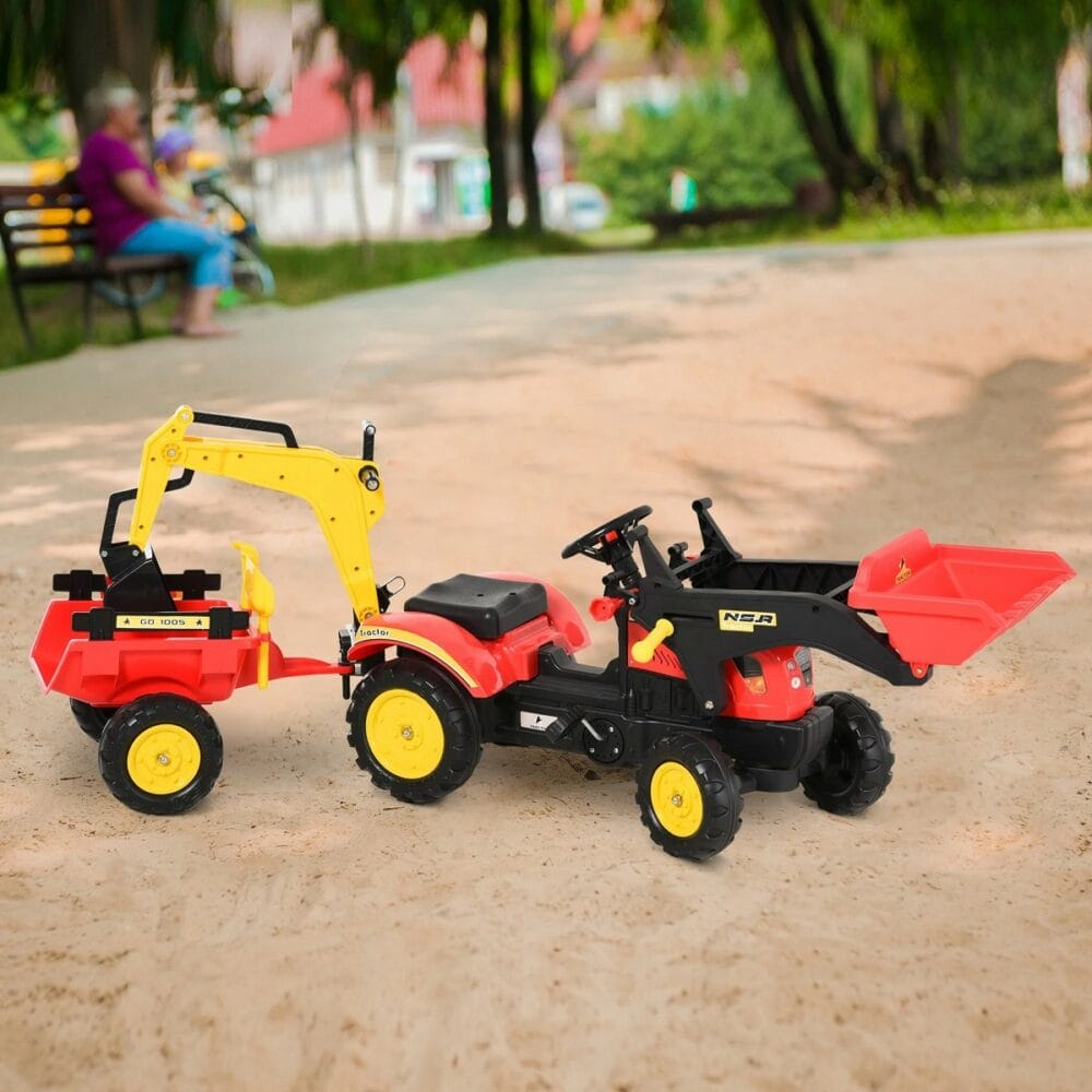 Kinder Traktor Kinderauto mit Bagger und Anhänger