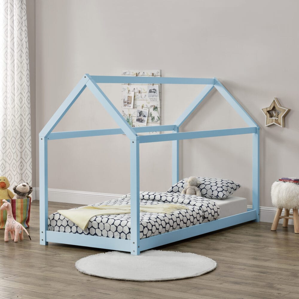 Kinderbett Netstal 90x200 cm Kiefernholz Blau