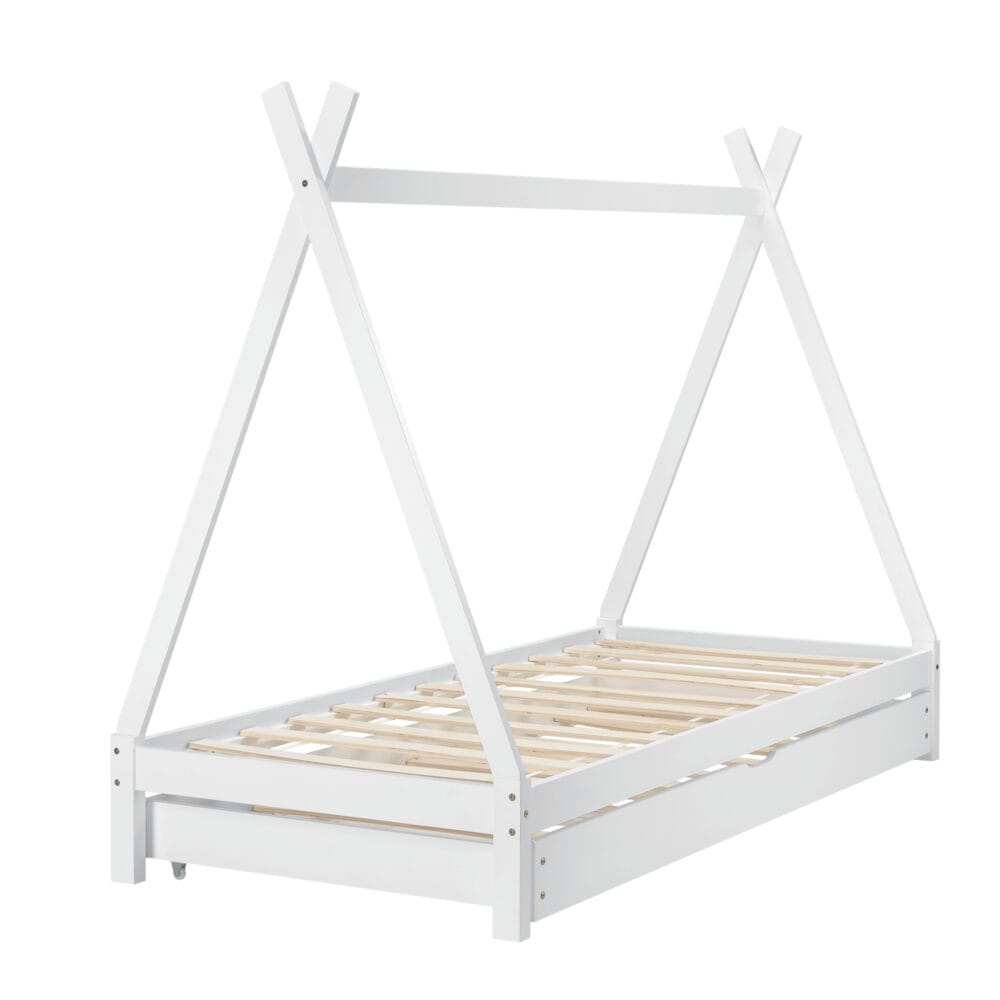 Kinderbett mit Ausziehbett Cree 90x200 cm Tipi mit Matratze Holz