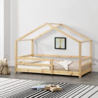 Kinderbett Knätten 80x160 cm mit Rausfallschutz Holz