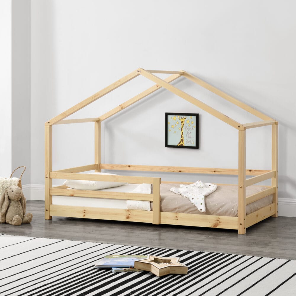 Kinderbett Knätten 90x200 cm mit Rausfallschutz Holz