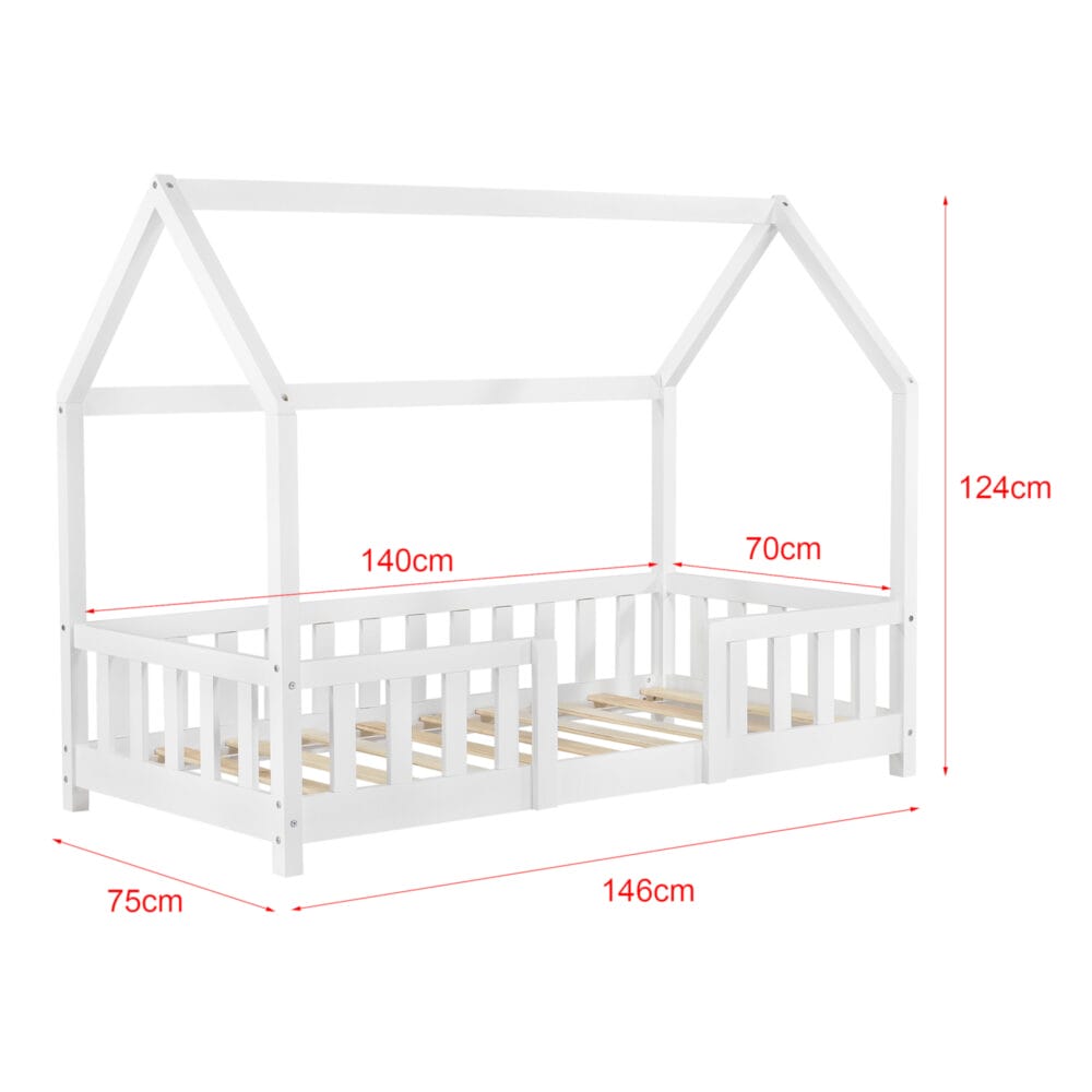 Kinderbett Sisimiut 70x140 cm mit Matratze und Rausfallschutz