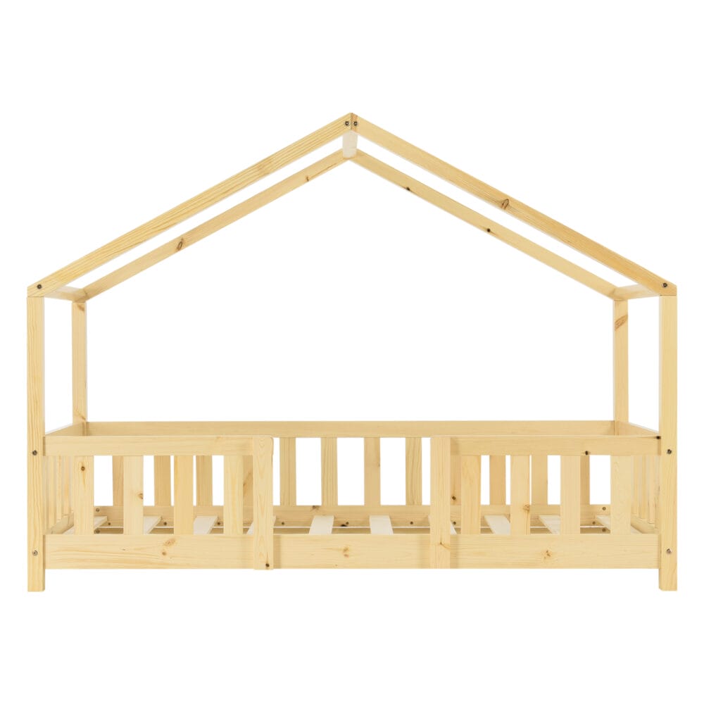 Kinderbett Treviolo 80x160 cm mit Lattenrost und Gitter Holz