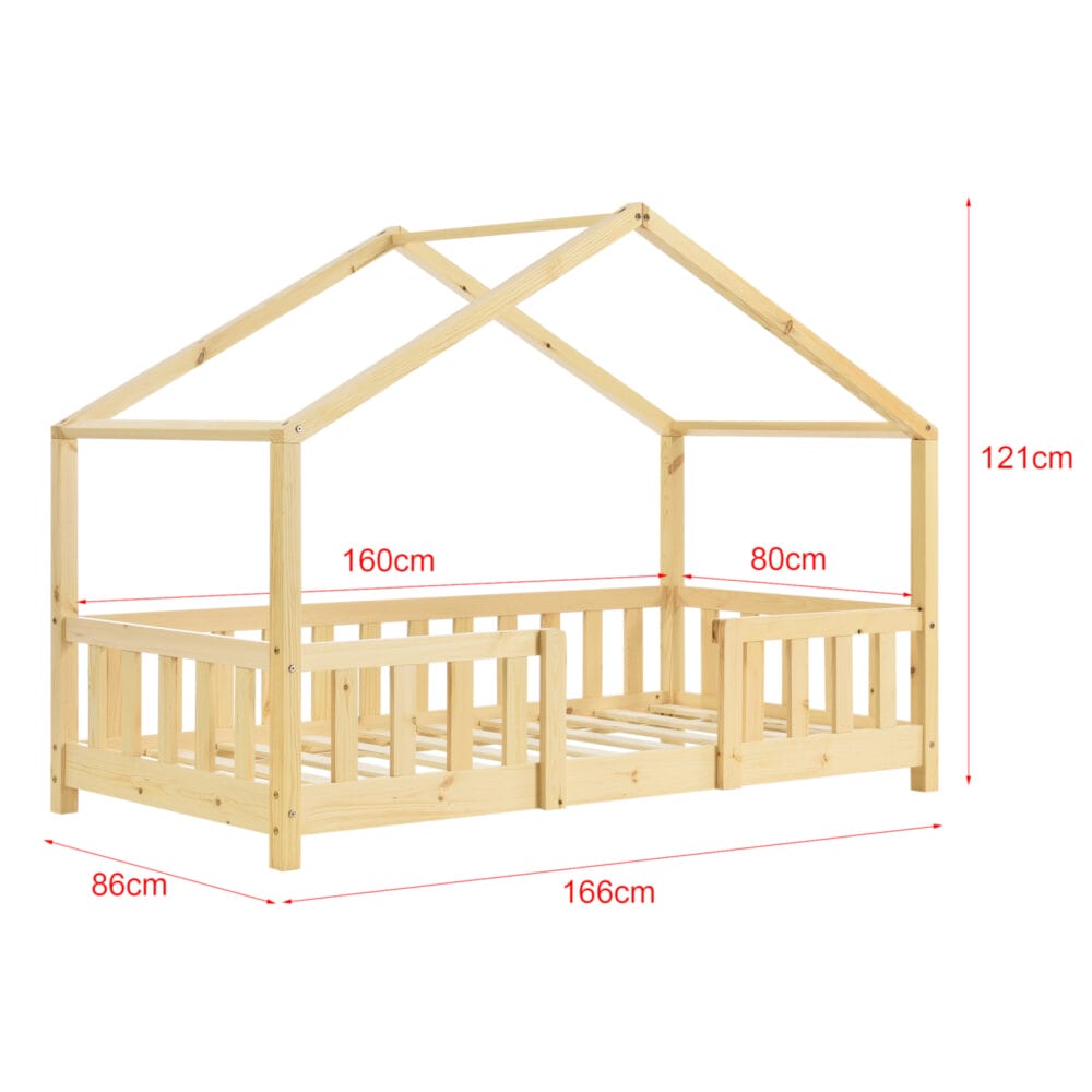 Kinderbett Treviolo 80x160 cm mit Lattenrost + Gitter Holz