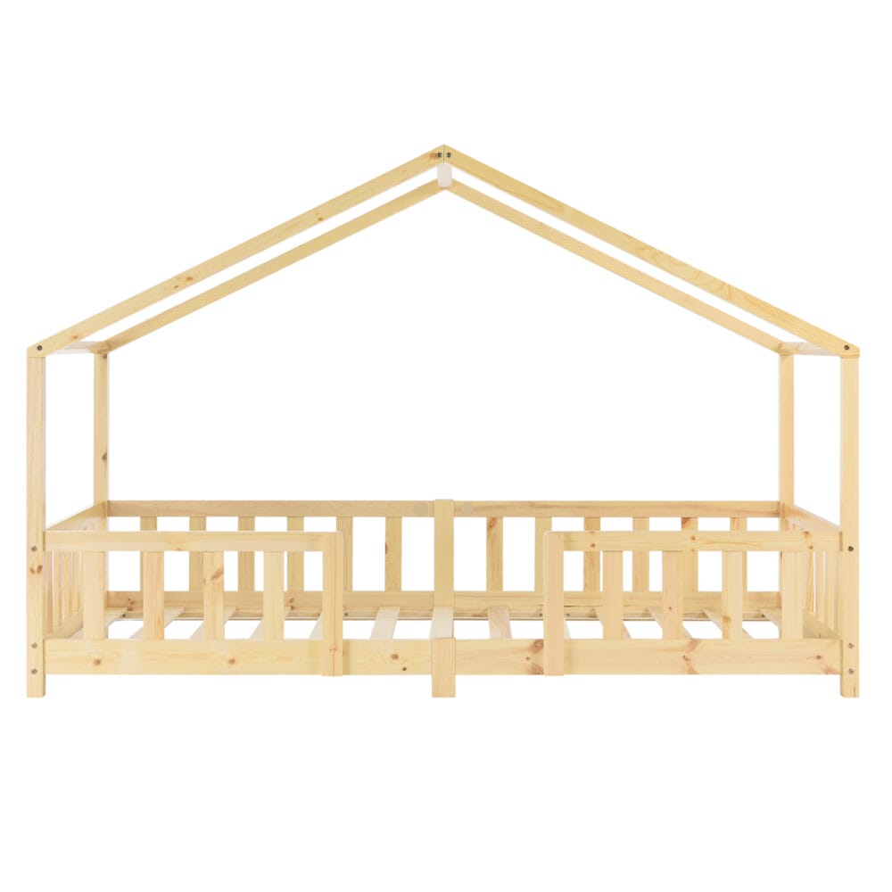 Kinderbett Treviolo 90x200 cm mit Matratze und Gitter Holz