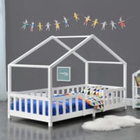 Kinderbett Treviolo 90x200 cm mit Lattenrost + Gitter Holz