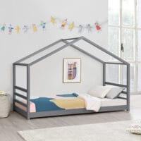 Kinderbett Vardø 90x200 cm mit Lattenrost und Gitter Grau