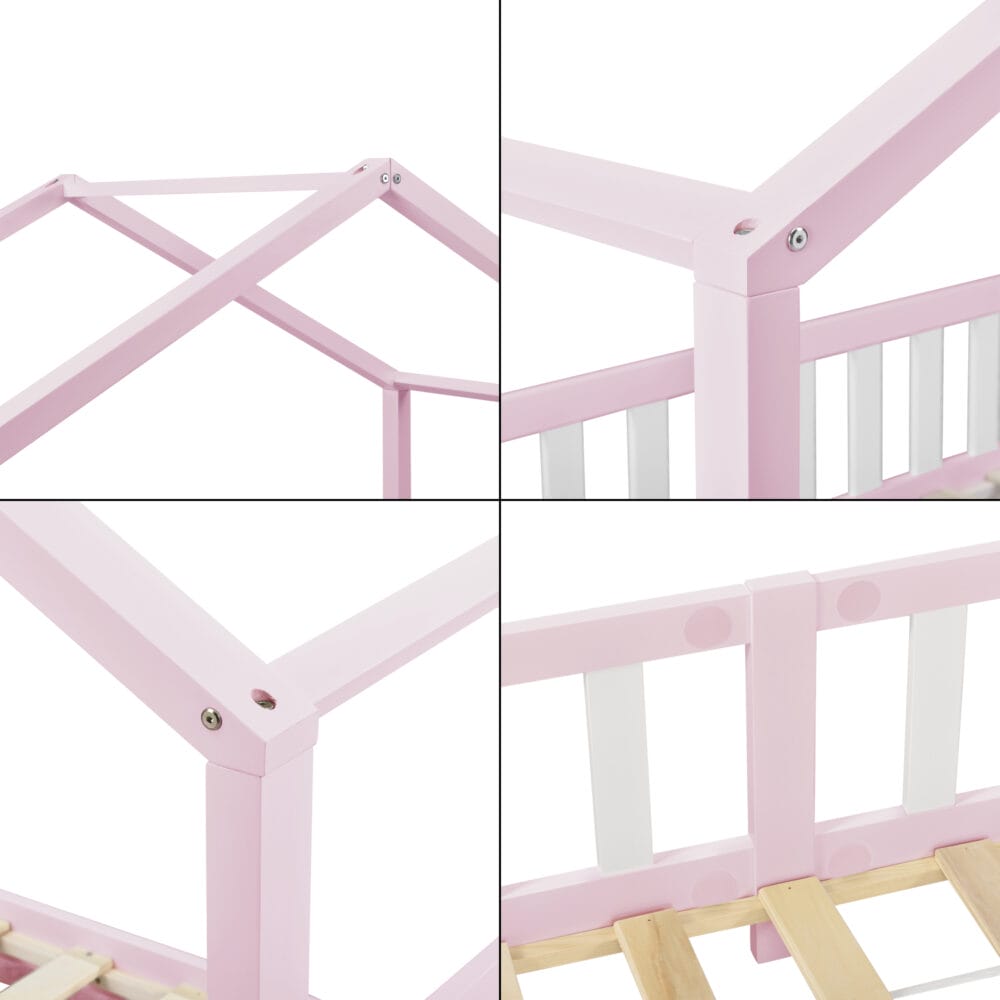 Kinderbett Treviolo 90x200 cm mit Lattenrost + Gitter Holz Rosa