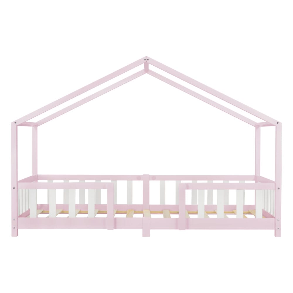 Kinderbett Treviolo 90x200 cm mit Matratze und Gitter Rosa
