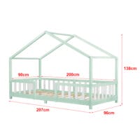 Kinderbett Treviolo 90x200 cm mit Matratze und Gitter Mint