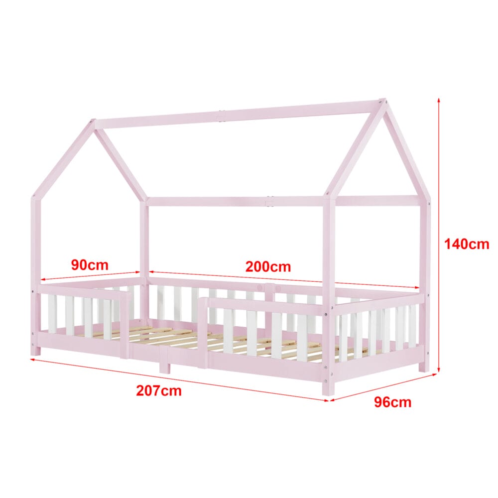 Kinderbett Sisimiut 90x200 cm mit Rausfallschutz Rosa