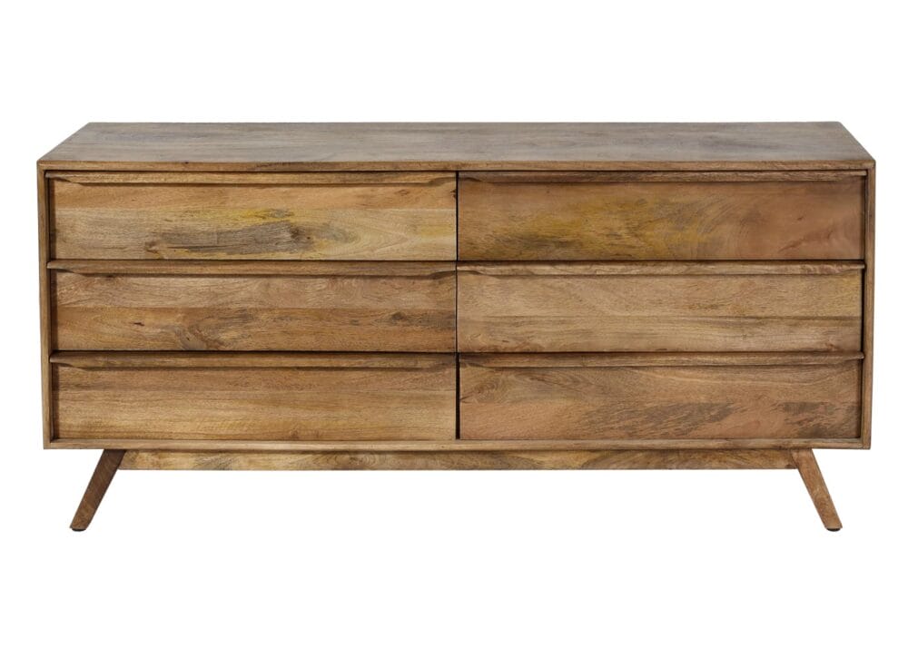Kommode Sideboard 6 Schubladen Massiv-Holz Mango 72x150x42cm